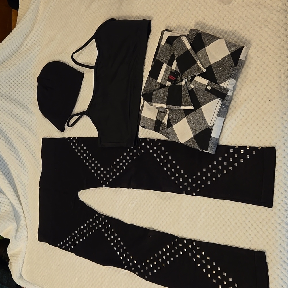 Black & White Plaid Hip Hop Dance Costume